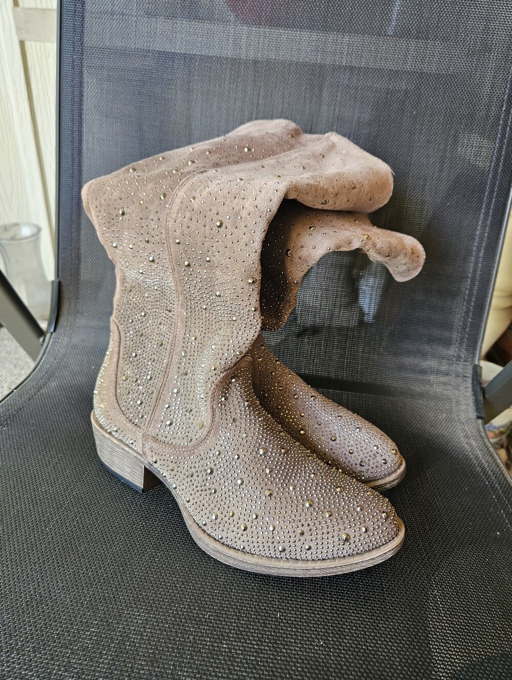 Very G Under The Knee Studded Western Boots